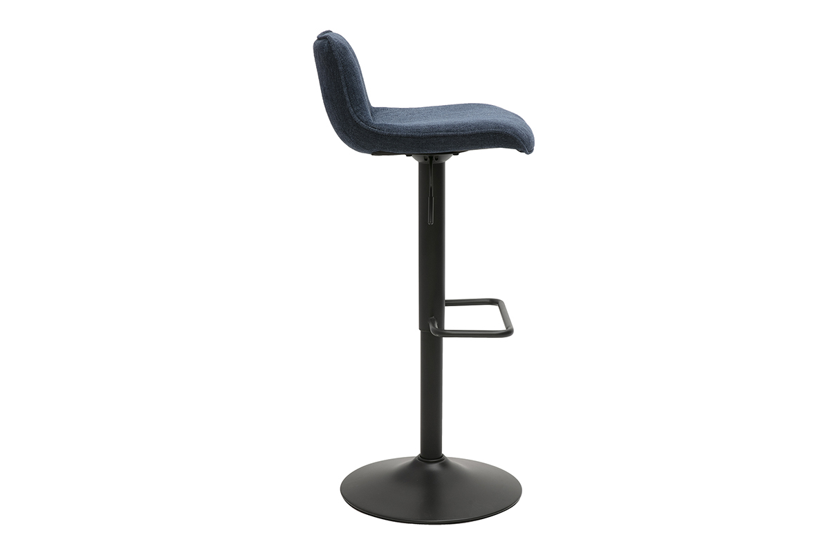 Sgabelli da bar regolabili girevoli 360 in tessuto effetto velluto blu scuro e metallo nero (set di 2) BOOST