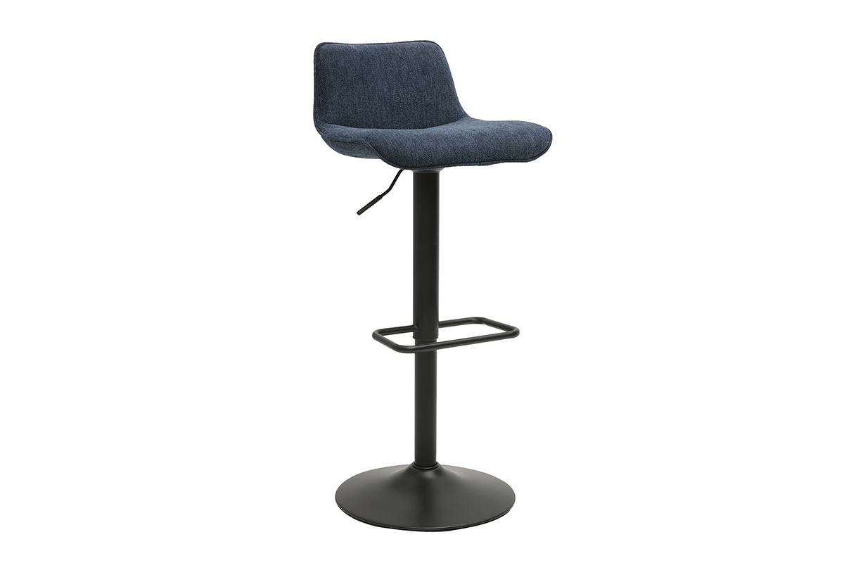 Sgabelli da bar regolabili girevoli 360 in tessuto effetto velluto blu scuro e metallo nero (set di 2) BOOST