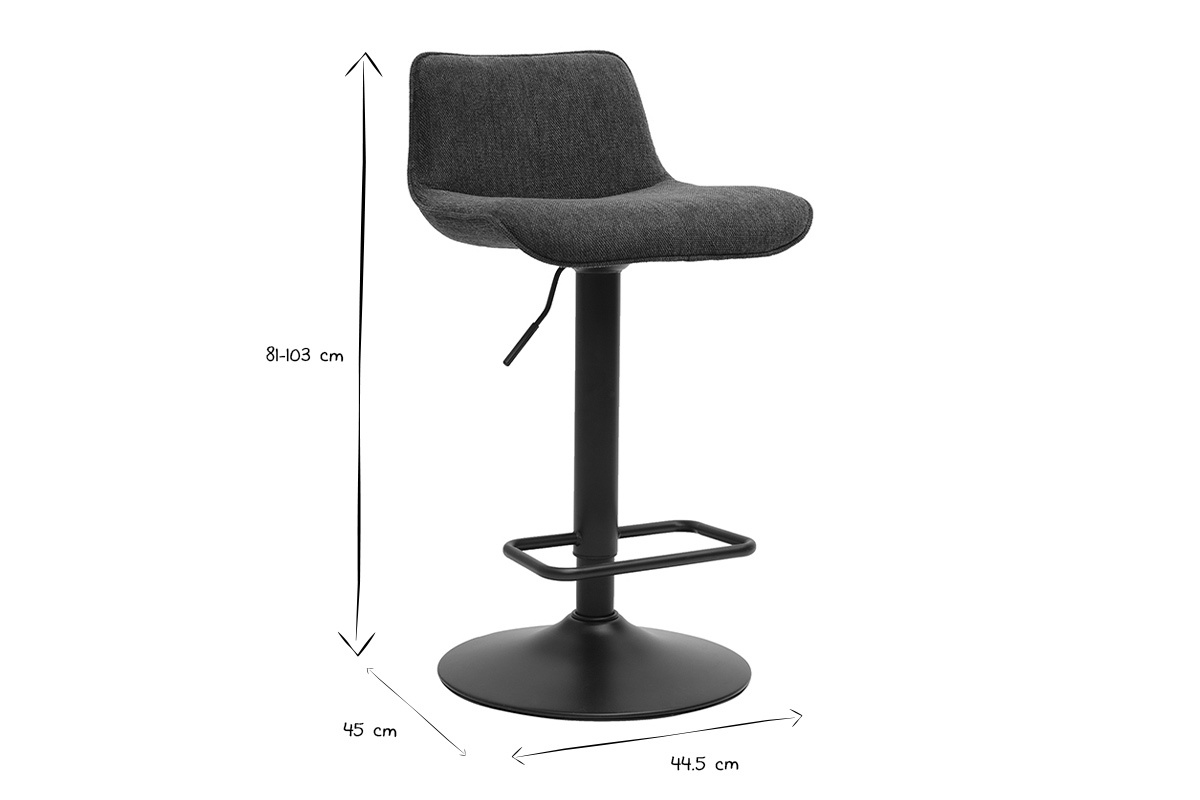 Sgabelli da bar regolabili girevoli 360 in tessuto effetto velluto blu scuro e metallo nero (set di 2) BOOST