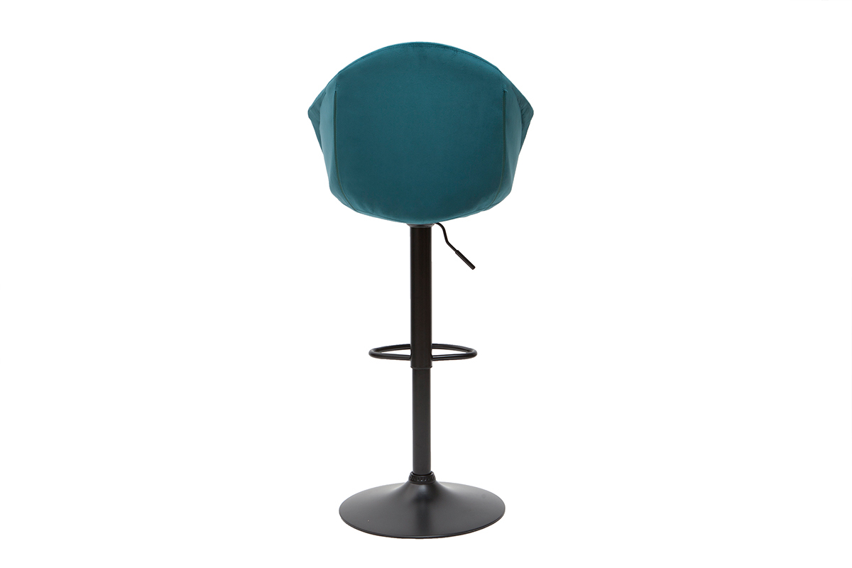 Sgabelli da bar regolabili girevoli 360 in velluto blu petrolio e metallo (set di 2) TAYA