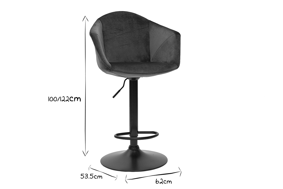 Sgabelli da bar regolabili girevoli 360 in velluto blu petrolio e metallo (set di 2) TAYA