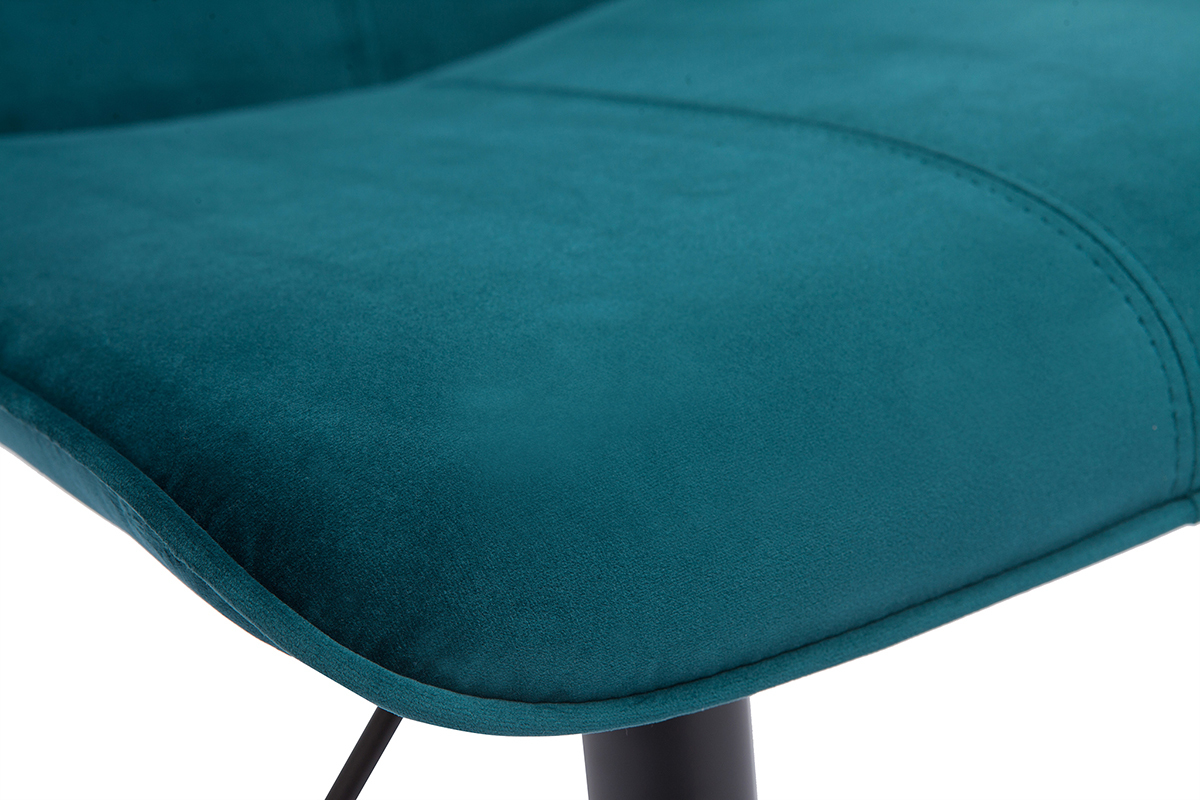 Sgabelli da bar regolabili girevoli 360� in tessuto velluto blu petrolio e metallo nero (set di 2) BOOST