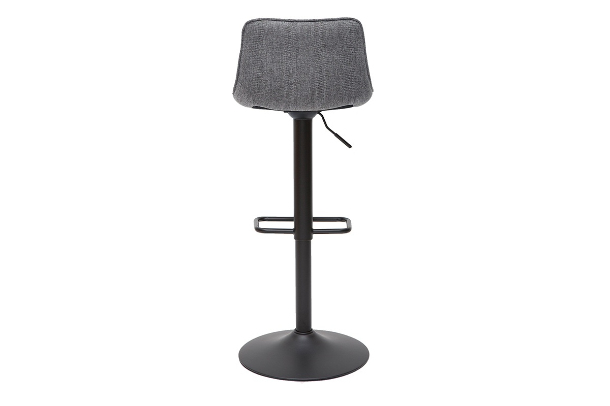 Sgabelli da bar regolabili girevoli a 360 in tessuto effetto velluto testurizzato grigio e metallo (set di 2) BOOST