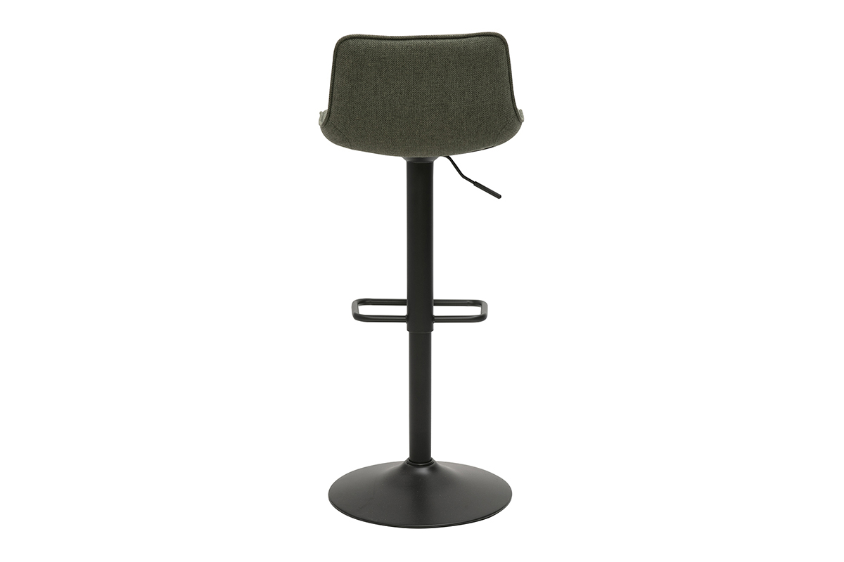 Sgabelli da bar regolabili girevoli a 360 in tessuto verde kaki e metallo nero (set di 2) BOOST