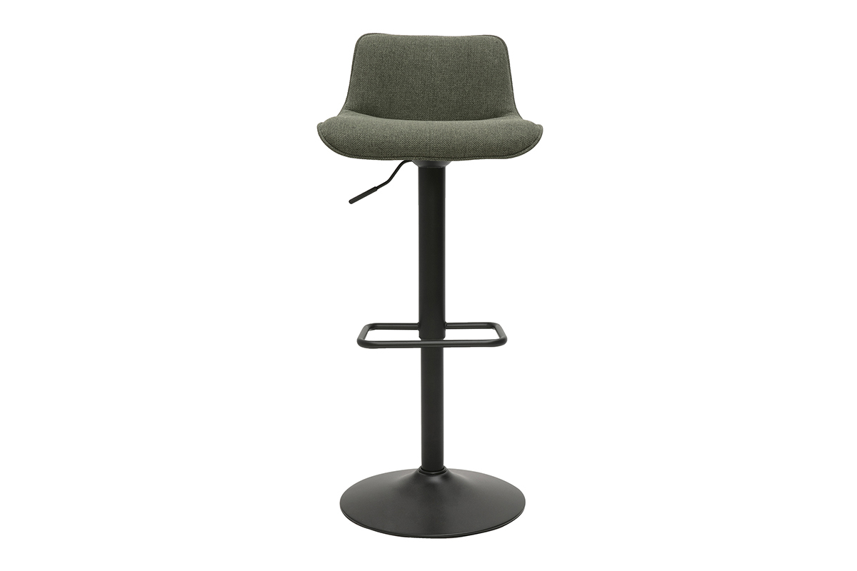 Sgabelli da bar regolabili girevoli a 360 in tessuto verde kaki e metallo nero (set di 2) BOOST