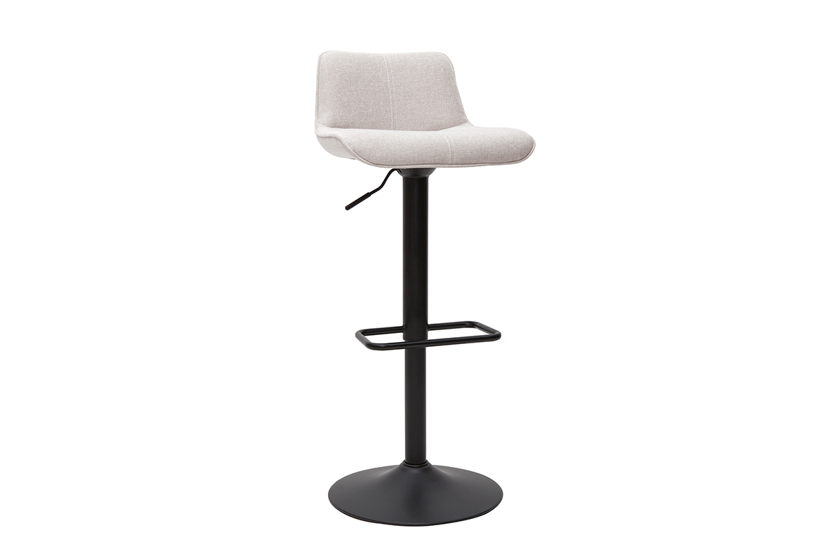 Sgabelli da bar regolabili girevoli a 360� in tessuto effetto velluto testurizzato beige e metallo (set di 2) BOOST