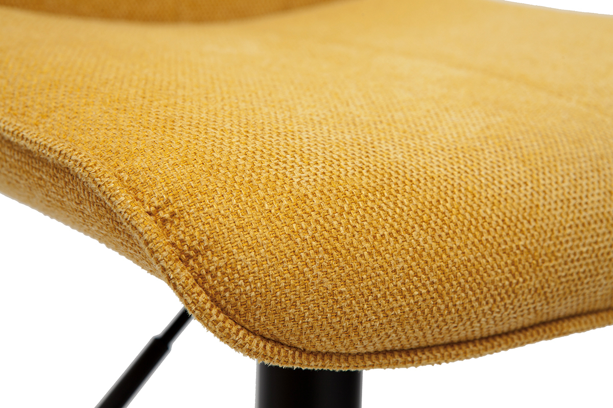 Sgabelli da bar regolabili girevoli a 360� in tessuto effetto velluto testurizzato giallo senape e metallo (set di 2) BOOST