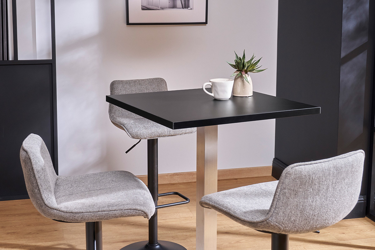 Sgabelli da bar regolabili girevoli a 360� in tessuto effetto velluto testurizzato grigio e metallo (set di 2) BOOST