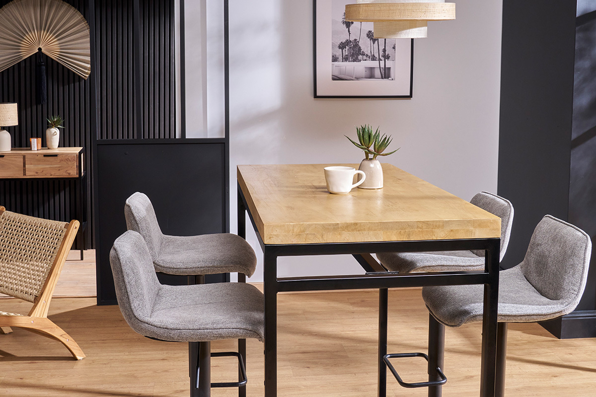 Sgabelli da bar regolabili girevoli a 360� in tessuto effetto velluto testurizzato grigio e metallo (set di 2) BOOST