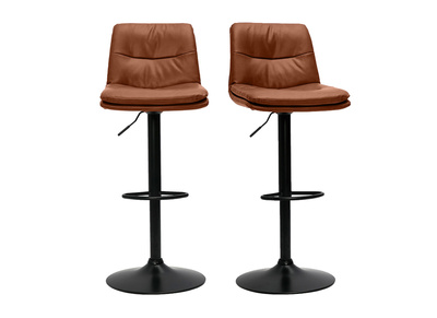 Sgabelli da bar regolabili in poliuretano marrone e metallo nero (set di 2) ZUCK