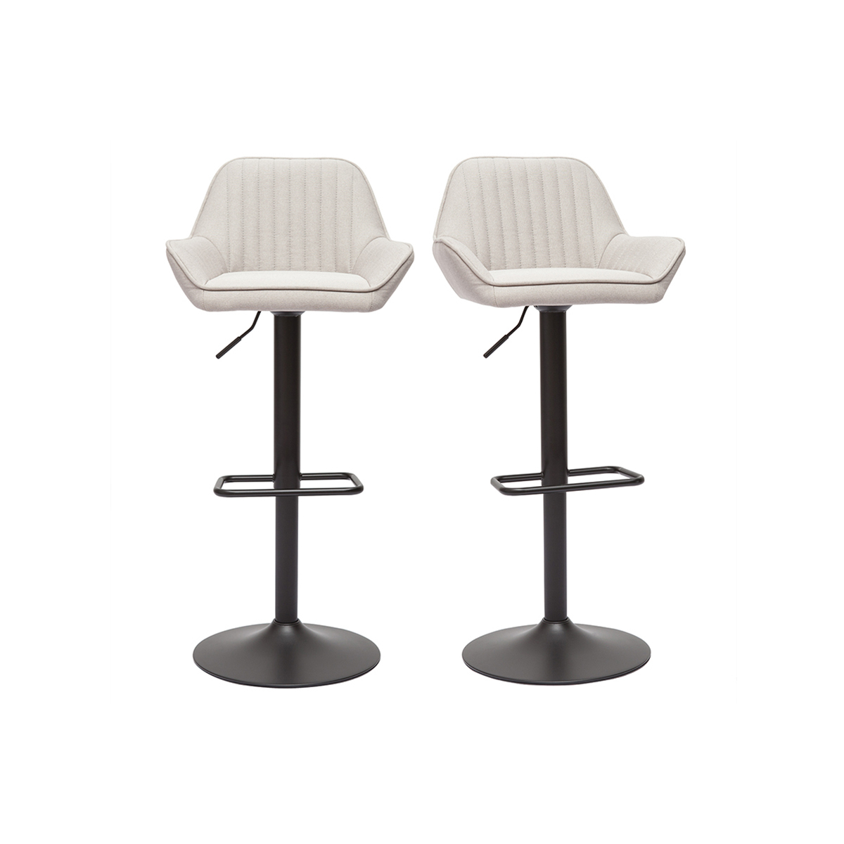Sgabelli da bar regolabili in tessuto beige e metallo nero (set di 2) RONNIE