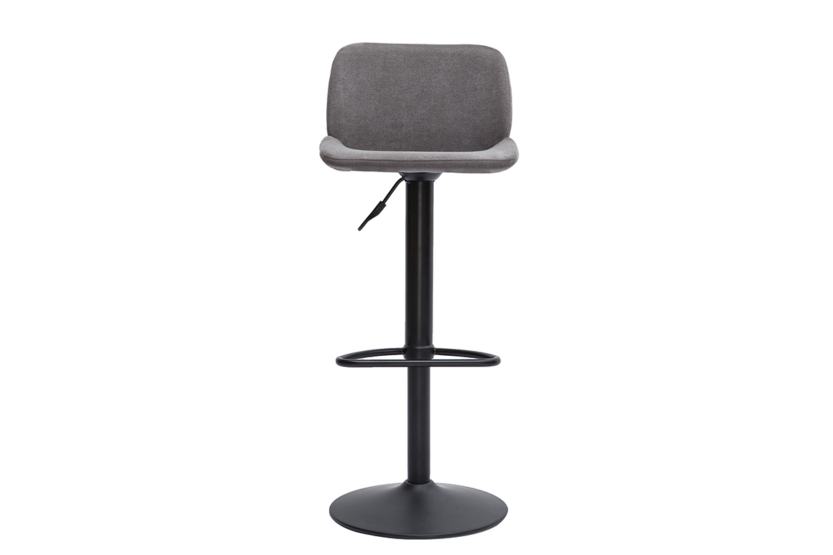 Sgabelli da bar regolabili in tessuto effetto velluto grigio e metallo nero (set di 2) KAOLY