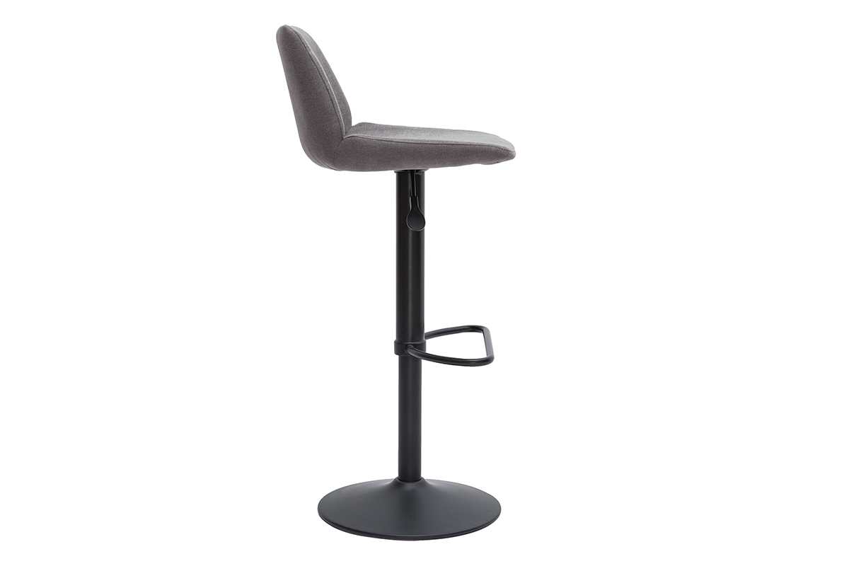 Sgabelli da bar regolabili in tessuto effetto velluto grigio e metallo nero (set di 2) KAOLY