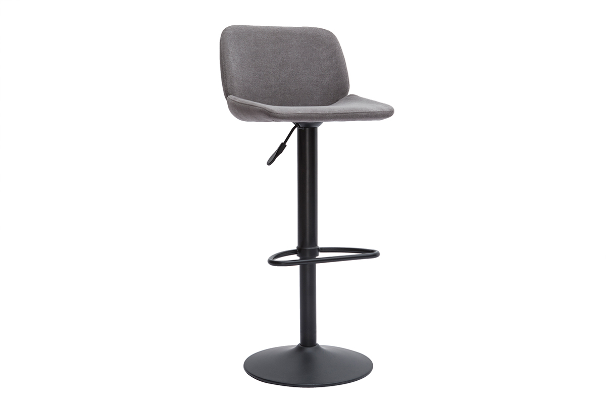 Sgabelli da bar regolabili in tessuto effetto velluto grigio e metallo nero (set di 2) KAOLY