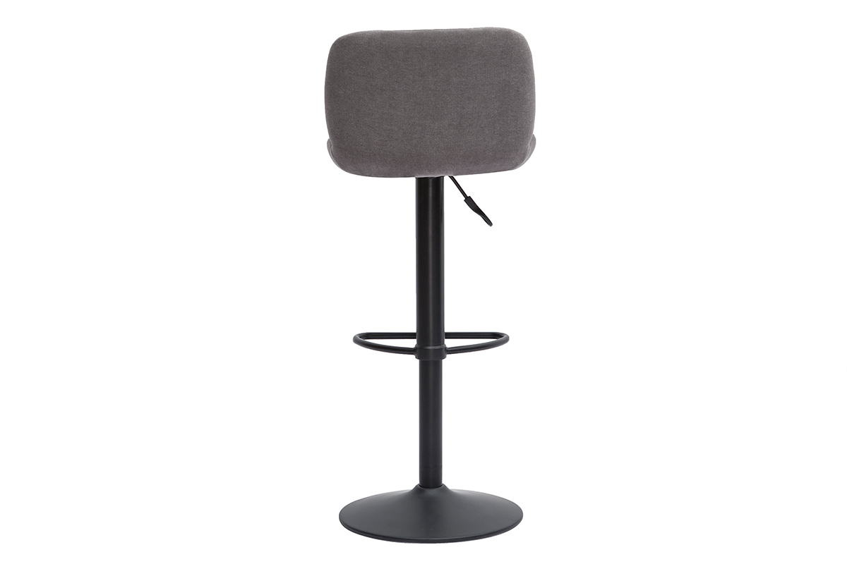 Sgabelli da bar regolabili in tessuto effetto velluto grigio e metallo nero (set di 2) KAOLY