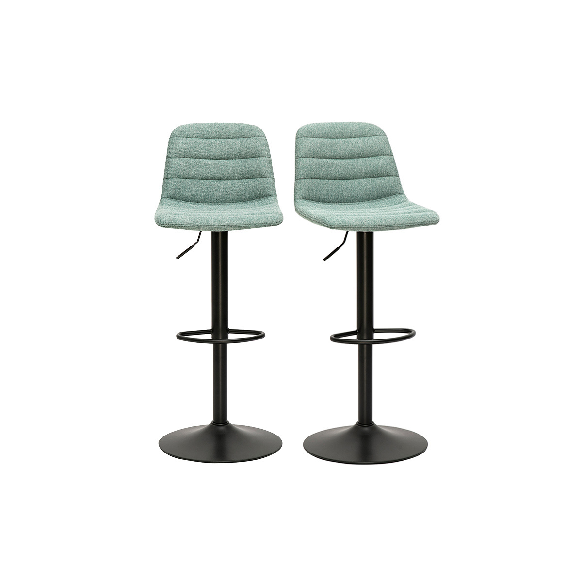 Sgabelli da bar regolabili in tessuto effetto velluto testurizzato celadon e metallo (confezione da 2) SAURY