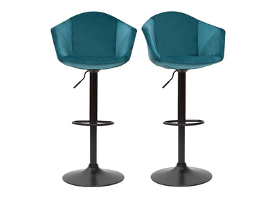 Sgabelli da bar regolabili in velluto blu petrolio TAYA (set di 2)