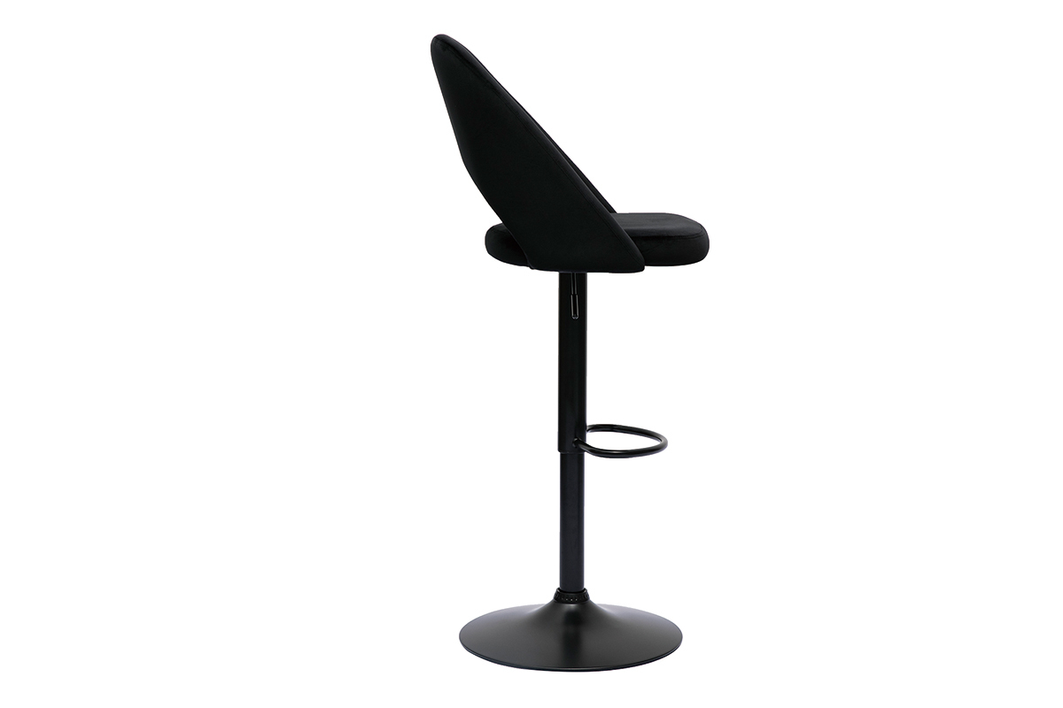 Sgabelli da bar regolabili in velluto nero e metallo nero (set di 2) COSETTE