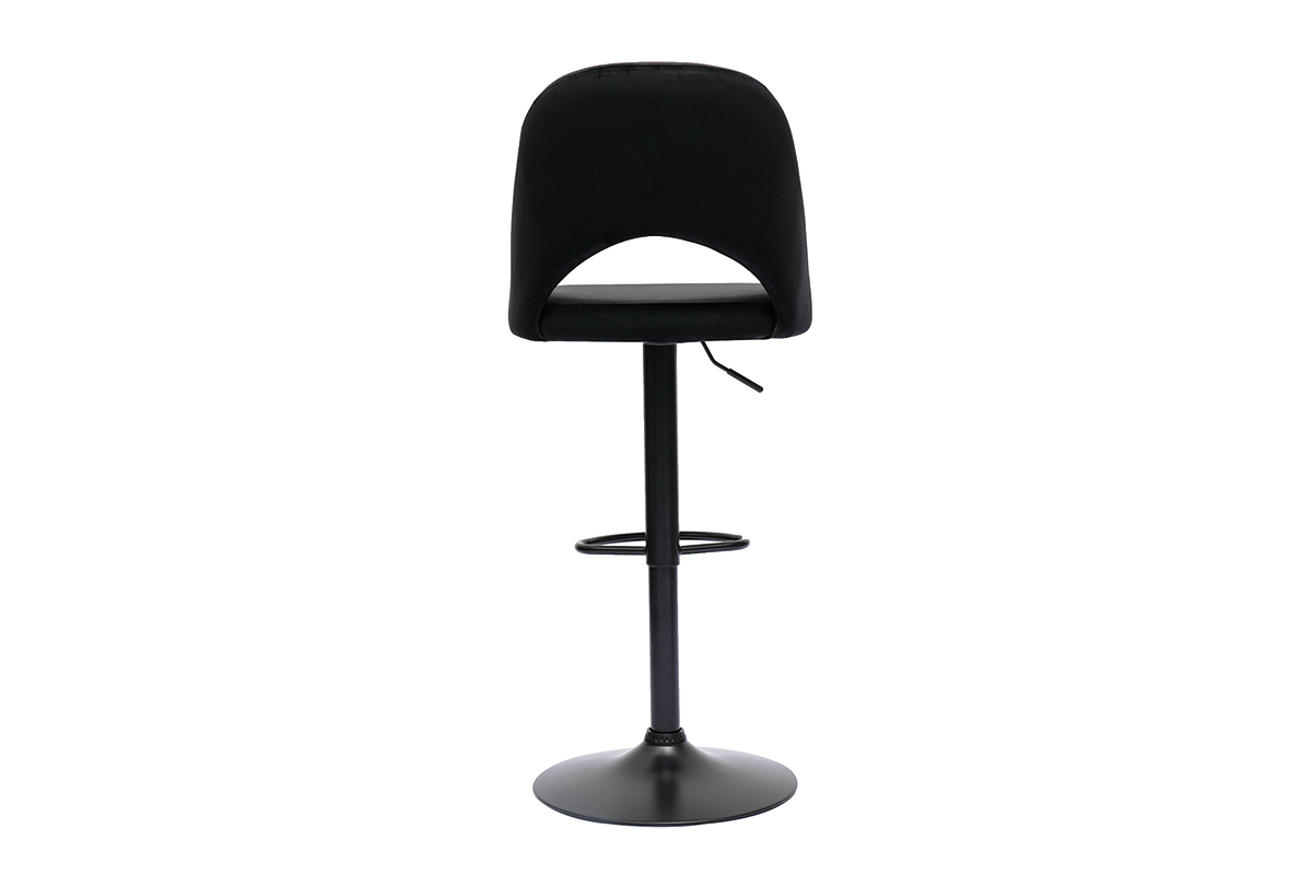 Sgabelli da bar regolabili in velluto nero e metallo nero (set di 2) COSETTE
