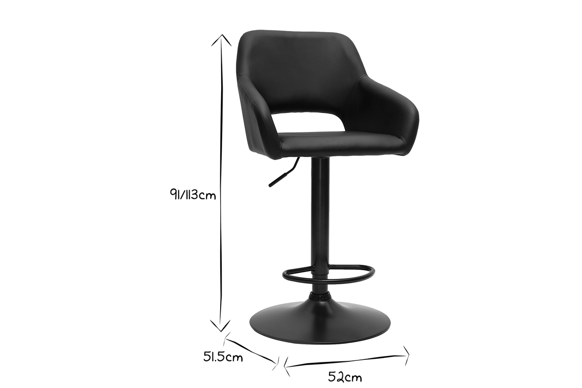 Sgabelli da bar regolabili neri (set di 2) LAURETTE