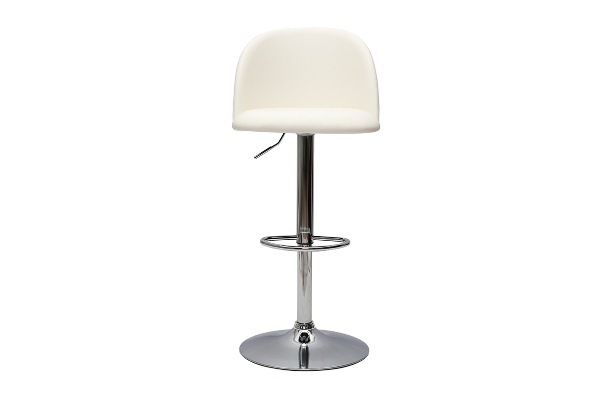 Sgabelli da bar regolabili poliuretano bianco e metallo cromato (set di 2) CELESTE