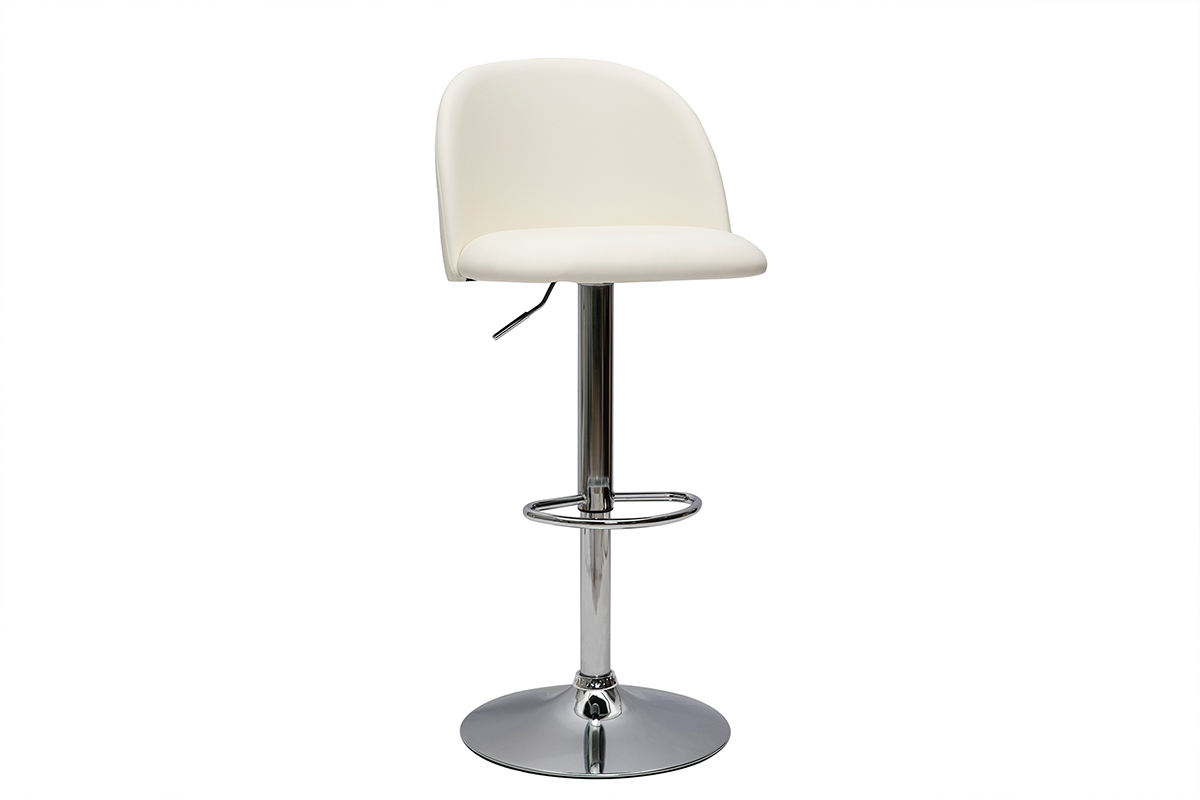Sgabelli da bar regolabili poliuretano bianco e metallo cromato (set di 2) CELESTE