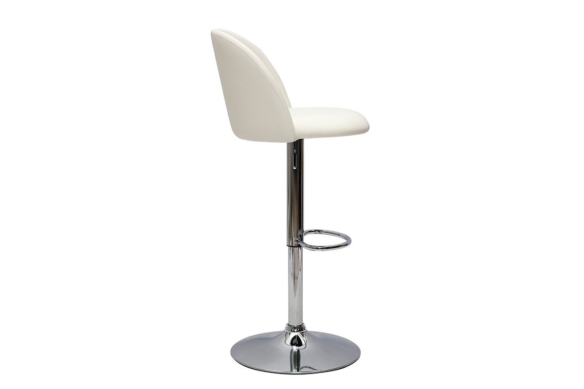 Sgabelli da bar regolabili poliuretano bianco e metallo cromato (set di 2) CELESTE