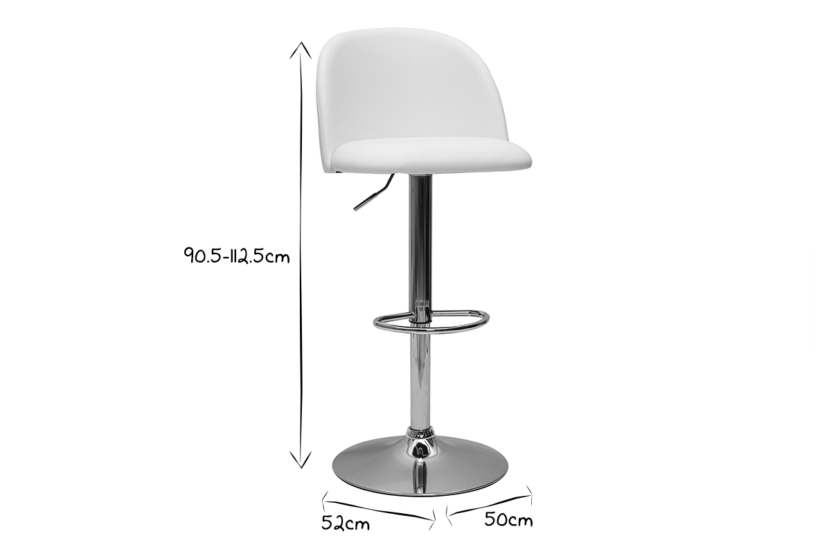 Sgabelli da bar regolabili poliuretano bianco e metallo cromato (set di 2) CELESTE