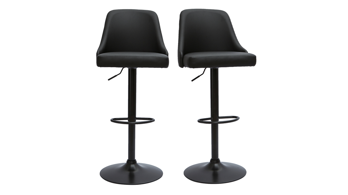 Sgabelli da bar regolabili poliuretano nero e metallo nero (set di 2) HASTA