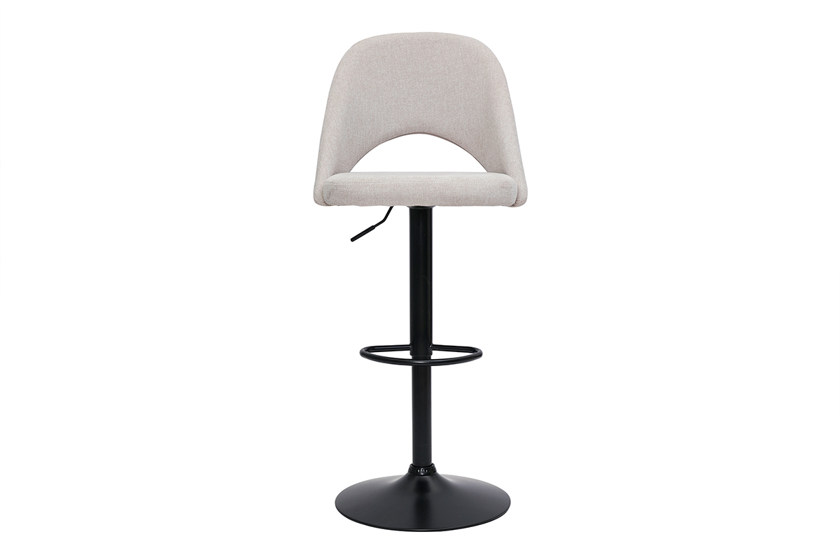 Sgabelli da bar regolabili tessuto effetto velluto testurizzato beige e metallo nero (set di 2) COSETTE