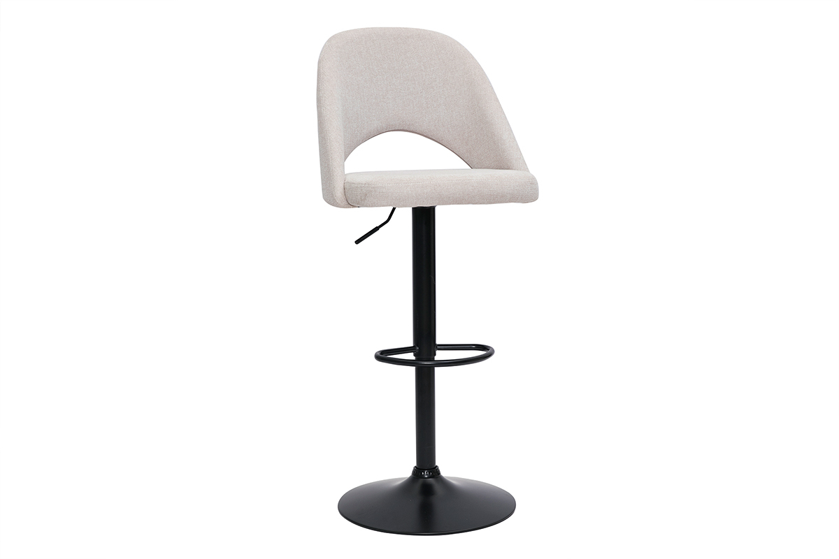 Sgabelli da bar regolabili tessuto effetto velluto testurizzato beige e metallo nero (set di 2) COSETTE