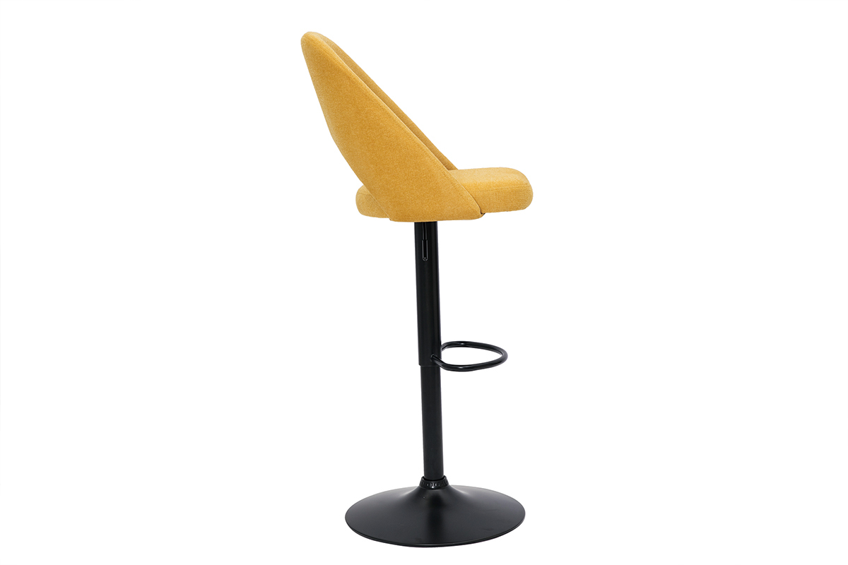 Sgabelli da bar regolabili tessuto effetto velluto testurizzato giallo e metallo nero (set di 2) COSETTE