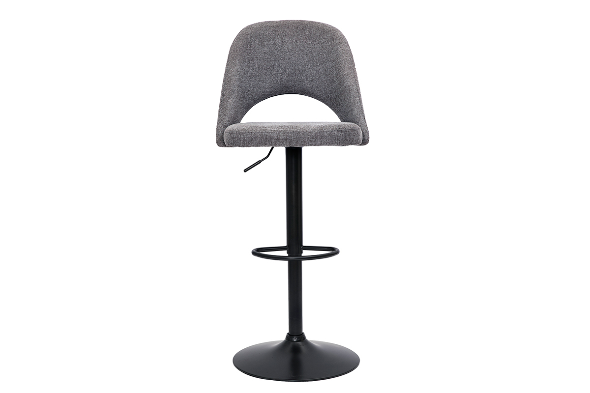 Sgabelli da bar regolabili tessuto effetto velluto testurizzato grigio e metallo nero (set di 2) COSETTE