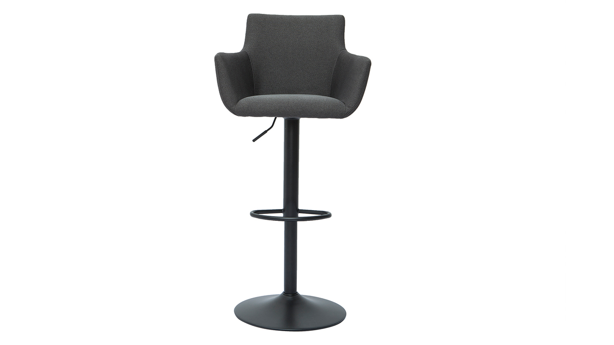 Sgabelli da bar regolabili tessuto grigio antracite metallo nero (set di 2) CARLIE
