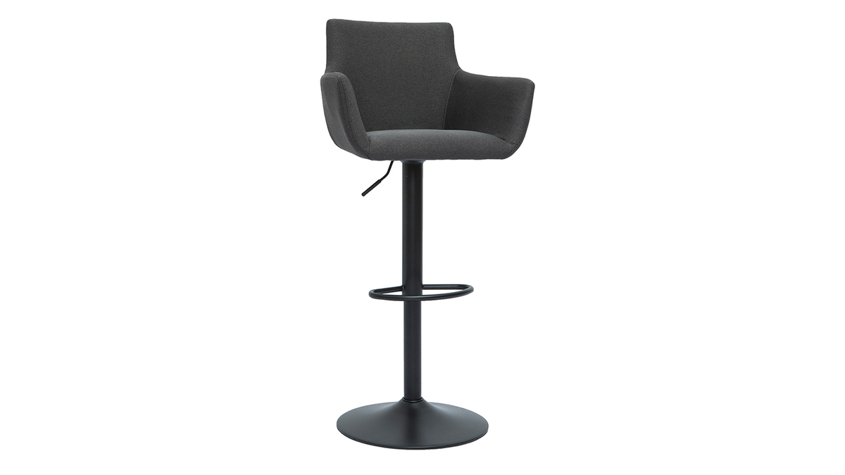 Sgabelli da bar regolabili tessuto grigio antracite metallo nero (set di 2) CARLIE