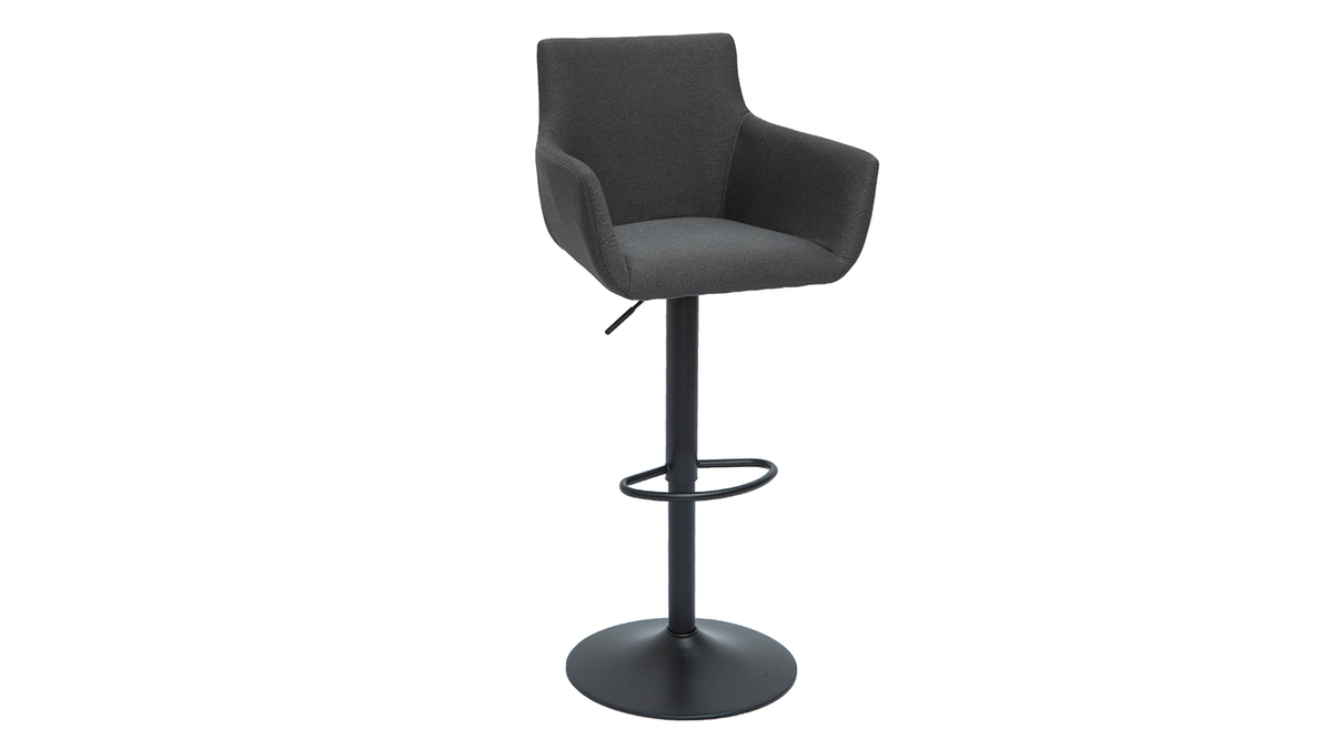 Sgabelli da bar regolabili tessuto grigio antracite metallo nero (set di 2) CARLIE