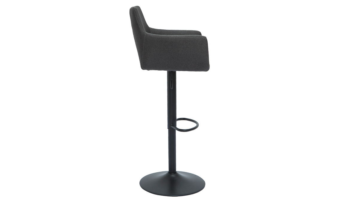 Sgabelli da bar regolabili tessuto grigio antracite metallo nero (set di 2) CARLIE