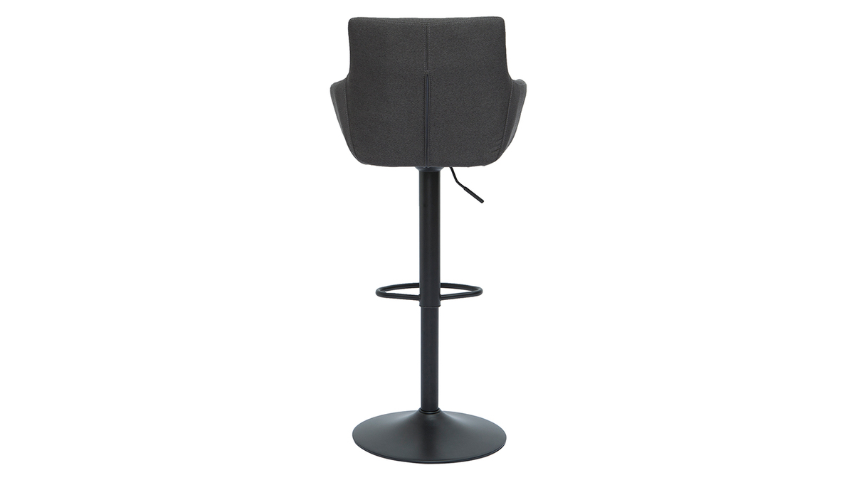 Sgabelli da bar regolabili tessuto grigio antracite metallo nero (set di 2) CARLIE