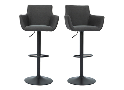 Sgabelli da bar regolabili tessuto grigio antracite metallo nero (set di 2) CARLIE