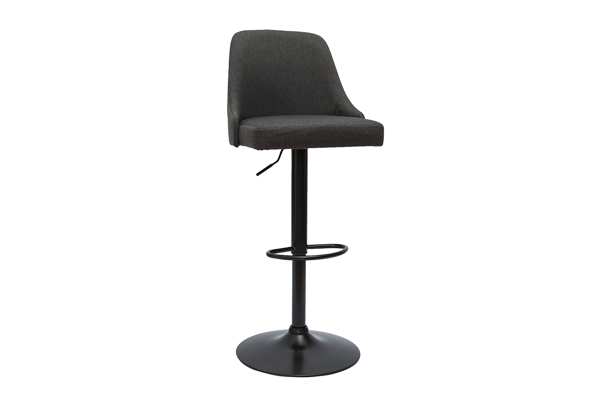 Sgabelli da bar regolabili tessuto grigio scuro e metallo nero (set di 2) HASTA
