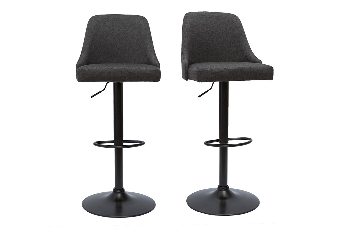 Sgabelli da bar regolabili tessuto grigio scuro e metallo nero (set di 2) HASTA