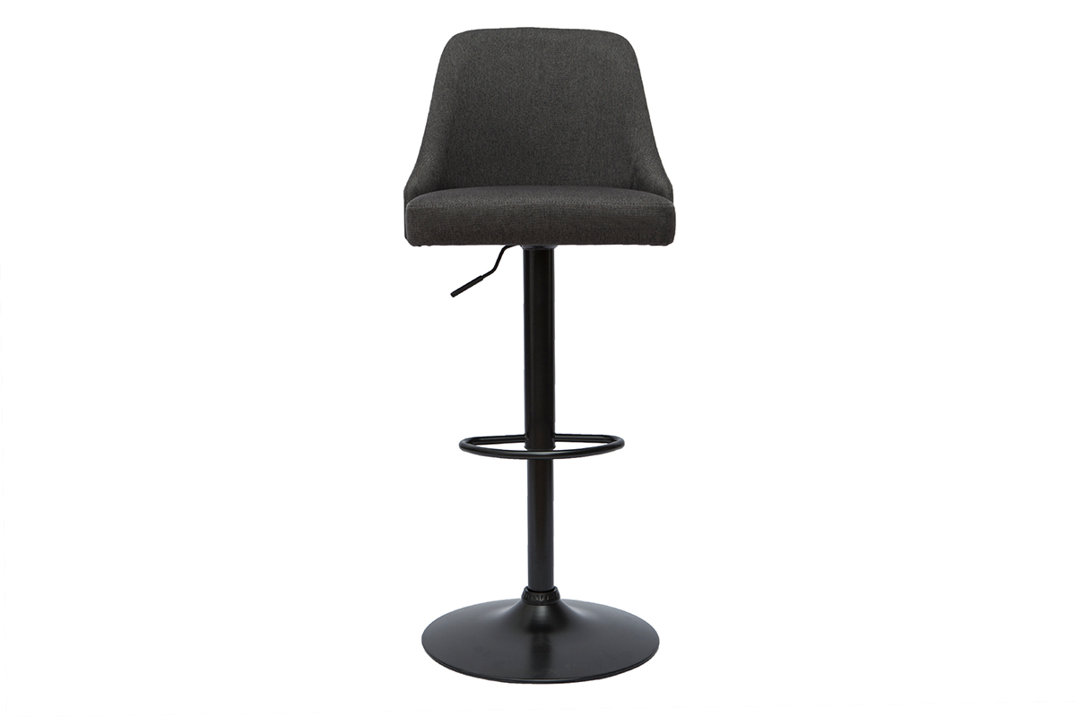 Sgabelli da bar regolabili tessuto grigio scuro e metallo nero (set di 2) HASTA