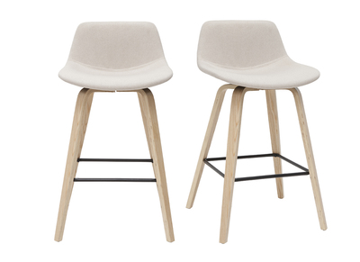 Sgabelli da bar scandinavi beige e legno chiaro H 65 cm (set di 2) NONIE