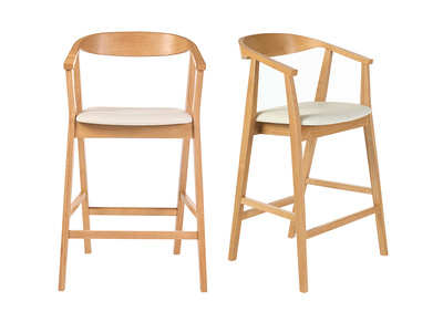 Sgabelli da bar scandinavi bianchi e legno chiaro H66.5 cm (lotto di 2) BAHIA