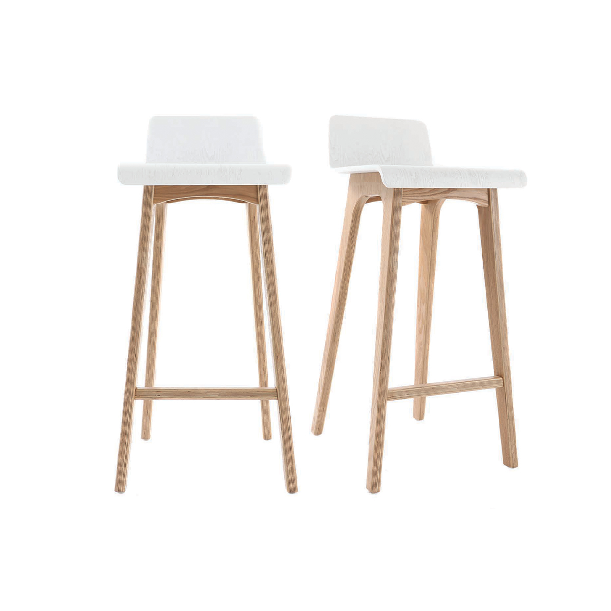 Sgabelli da bar scandinavi bianco e legno chiaro H75 cm (set di 2) BALTIK