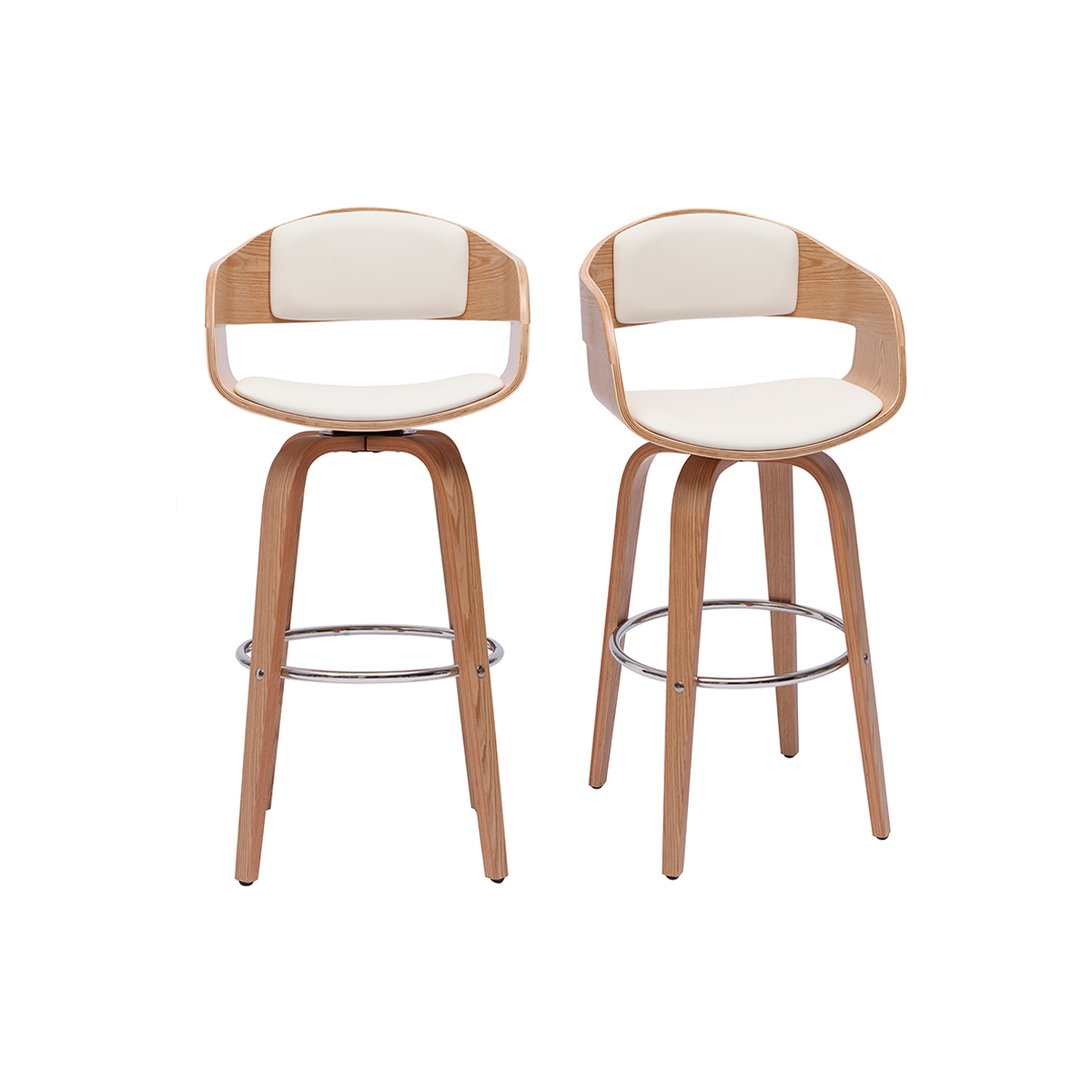 Sgabelli da bar scandinavi girevoli 360° in legno chiaro H67 cm GAO