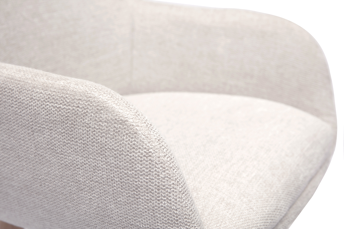 Primo piano sul tessuto effetto velluto beige testurizzato dello sgabello da bar scandinavo ALESS.