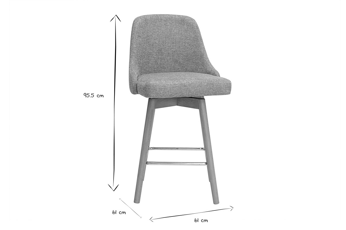 Sgabelli da bar scandinavi girevoli a 360 in tessuto effetto velluto cedro e legno massello di faggio H65 cm (set di 2) HASTA