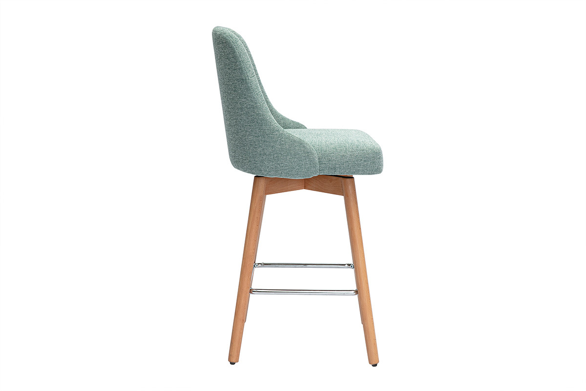 Sgabelli da bar scandinavi girevoli a 360 in tessuto effetto velluto cedro e legno massello di faggio H65 cm (set di 2) HASTA