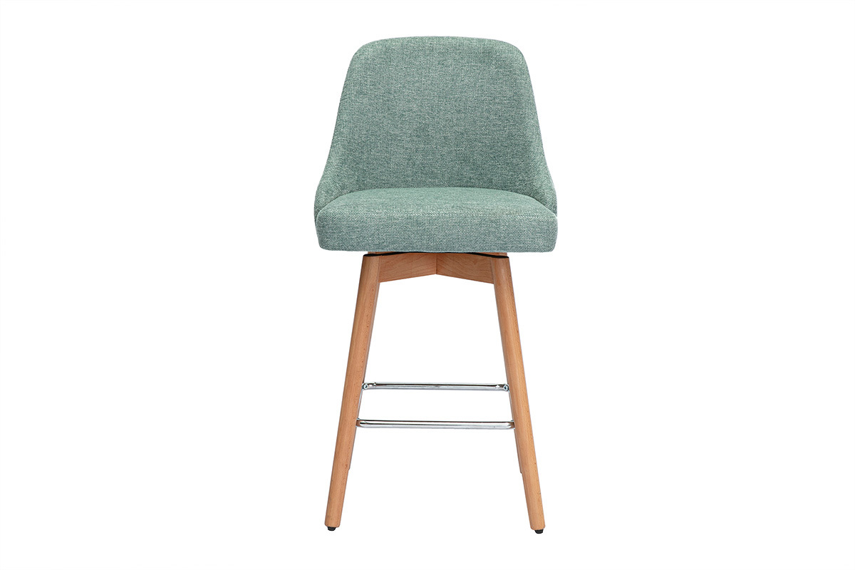 Sgabelli da bar scandinavi girevoli a 360 in tessuto effetto velluto cedro e legno massello di faggio H65 cm (set di 2) HASTA